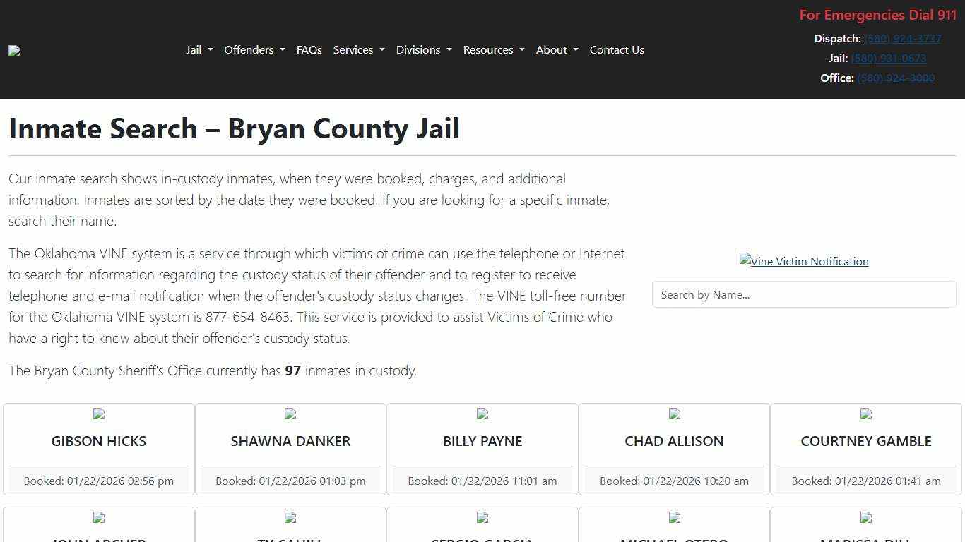 Inmate Search Bryan County Sheriff's Office
