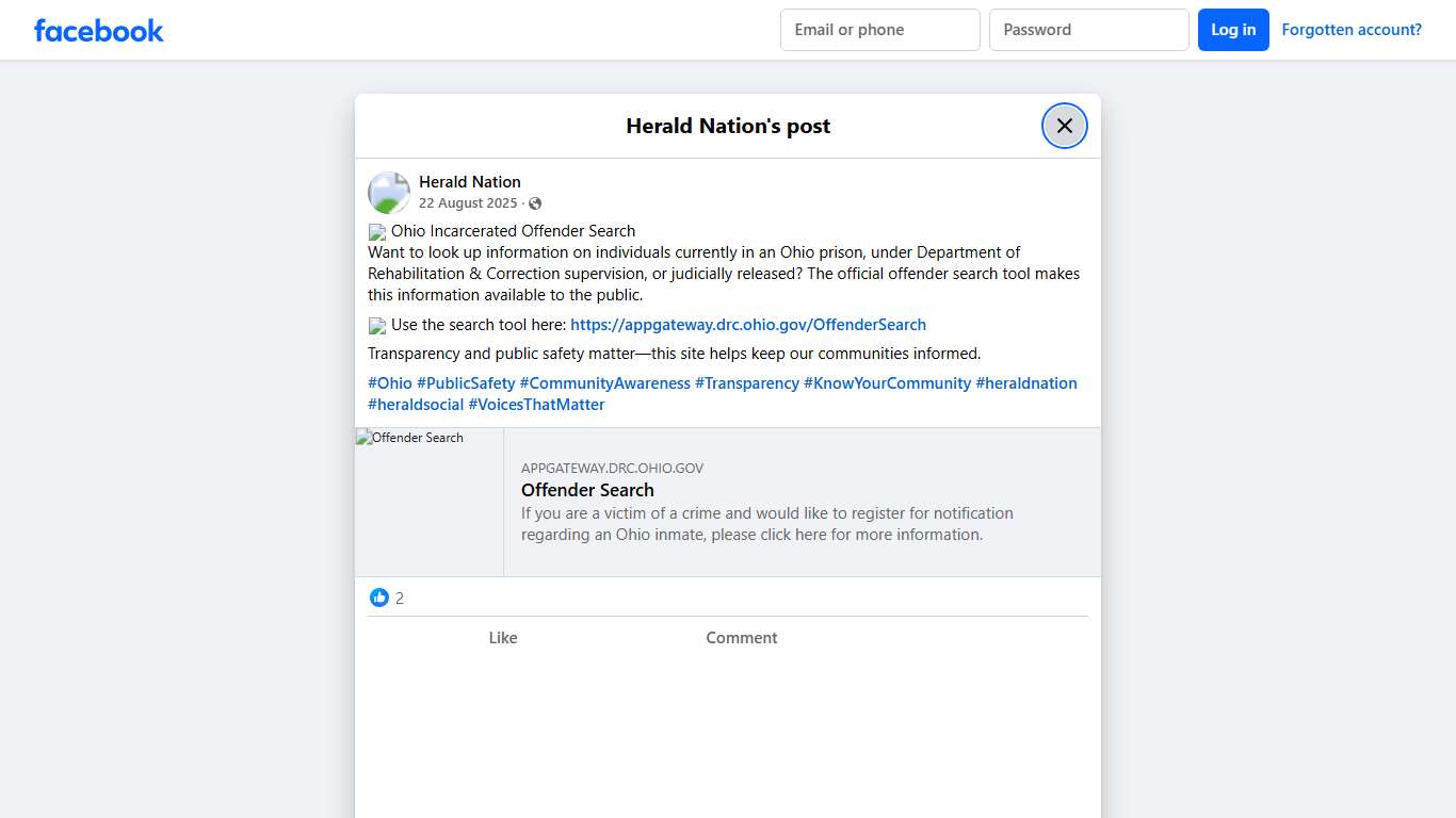 Herald Nation - 🔍 Ohio Incarcerated Offender Search Want... Facebook
